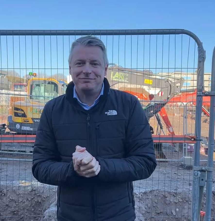 Luke Pollard MP visiting the construction site of the Community Diagnostic Centre