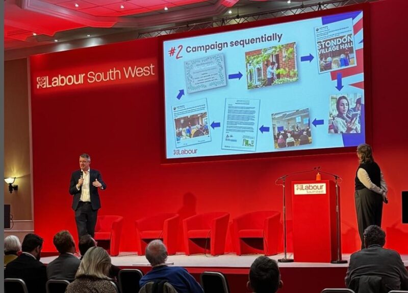 Luke Pollard speaking on stage at the South West Labour Conference