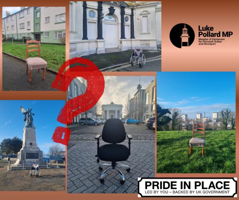 Pictures of locations in Devonport, with empty chairs included